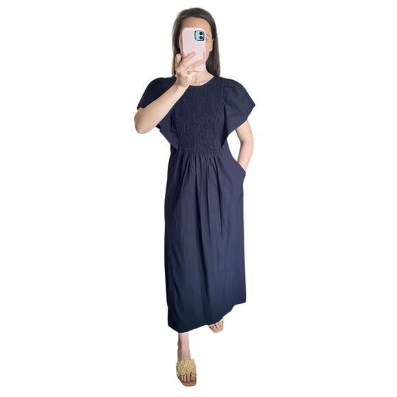 Tuckernuck Dresses & Skirts - Anna Cate Black Smocked Flutter Sleeve Midi Maxi Cotton Dress Tuckernuck
